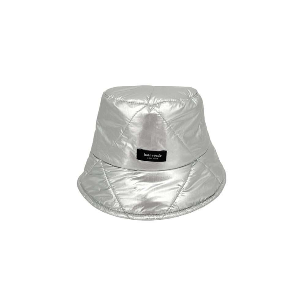 KATE SPADE New York Sam Quilted Metallic Bucket Hat in Silver